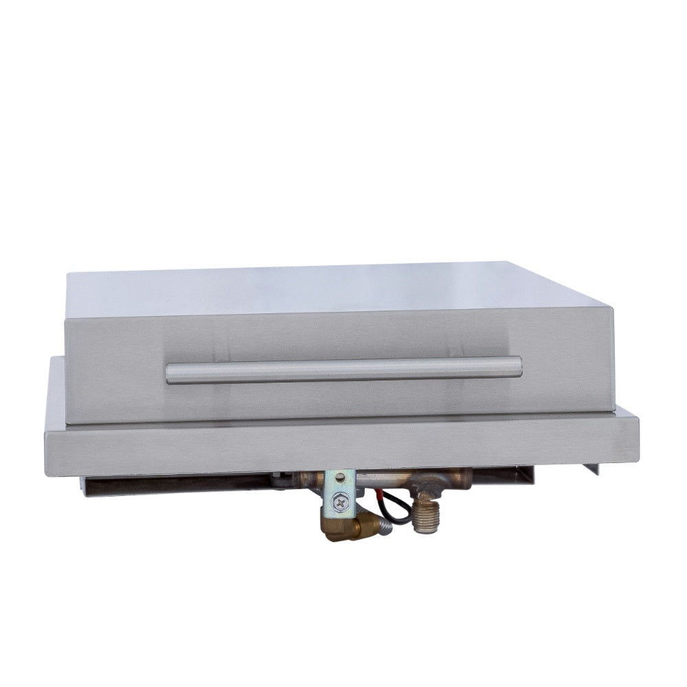 Blaze LTE+ built-in single side burner side view showing underside gas connections
