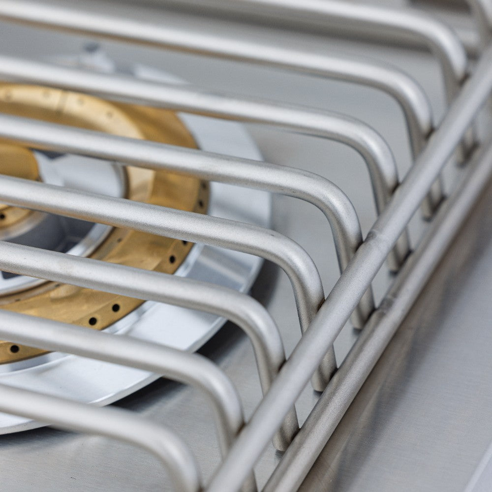 Stainless steel single side burner with multiple burner tube grates
