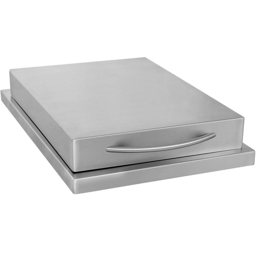 Stainless steel drop-in single burner cover with curved handle