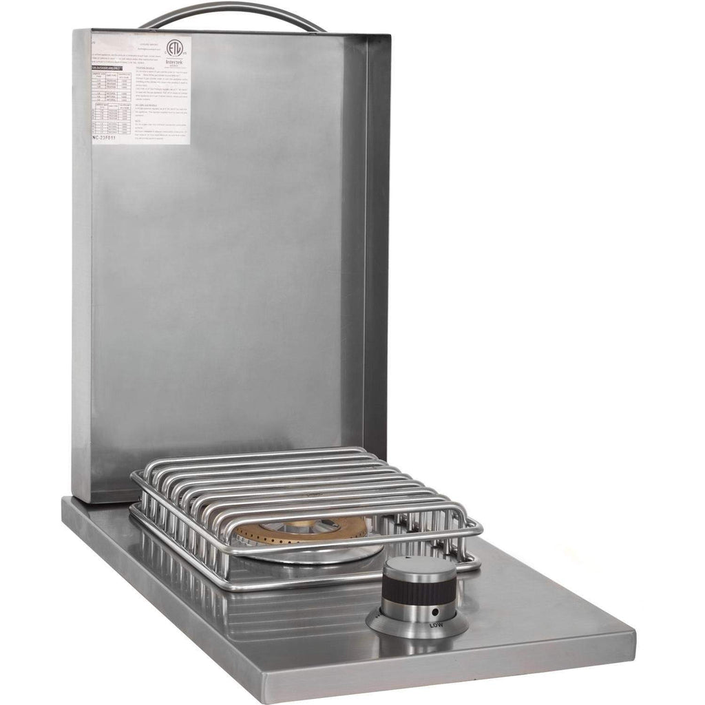 Drop-in single gas burner base with stainless steel grate and front control knob