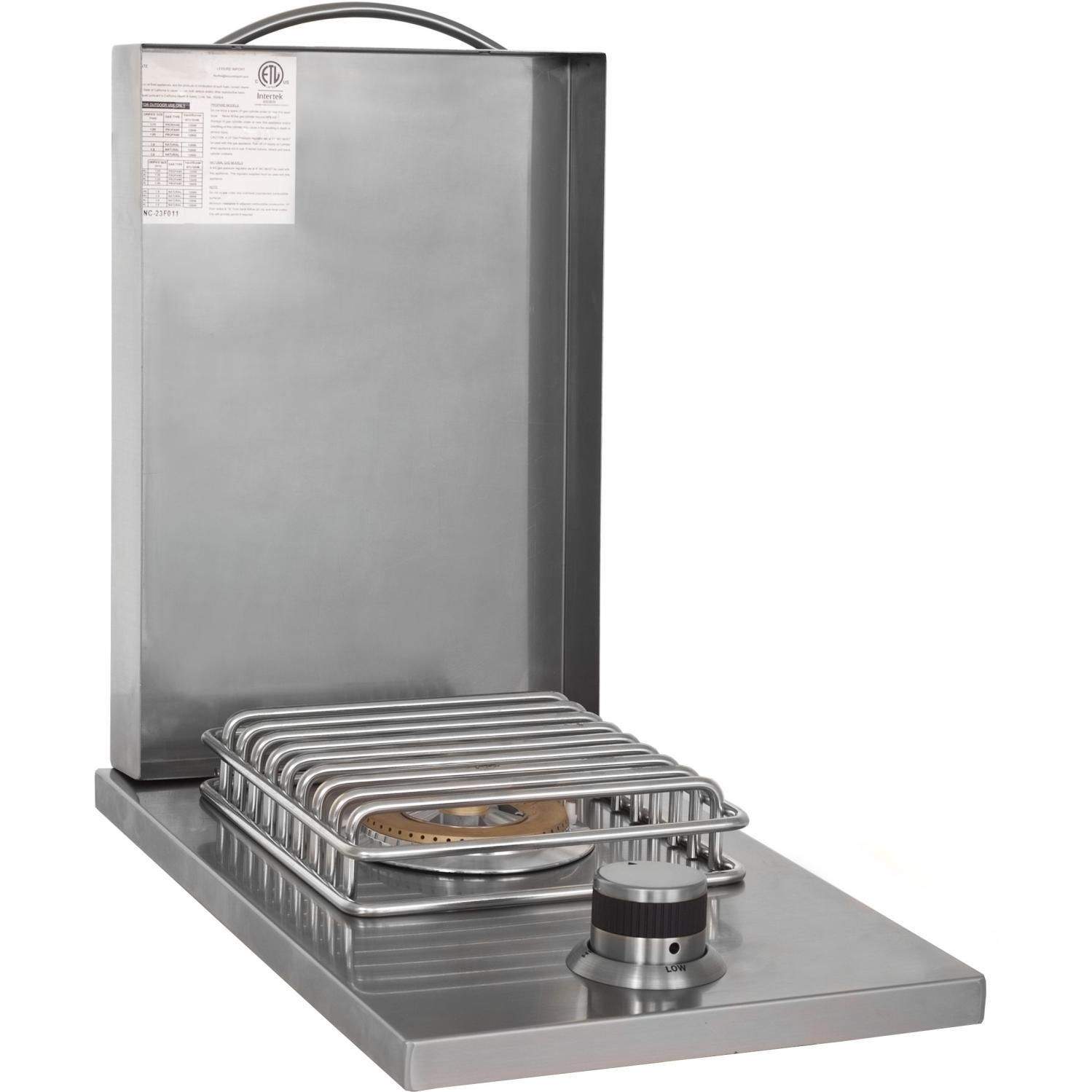 Drop-in single gas burner base with stainless steel grate and front control knob