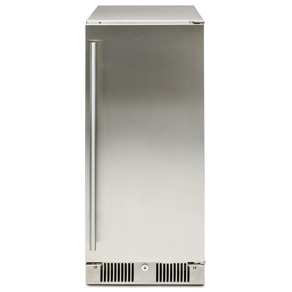 Blaze outdoor-rated stainless steel refrigerator with tall front door and handle