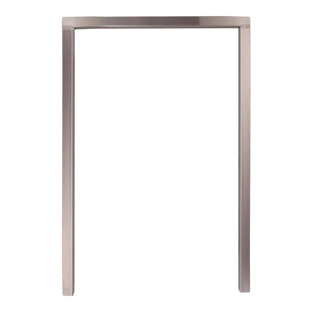 Stainless steel trim frame with open center, rectangular profile