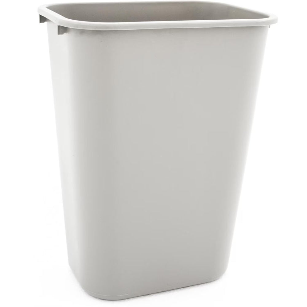 Trash bin with open top, white plastic, smooth sides