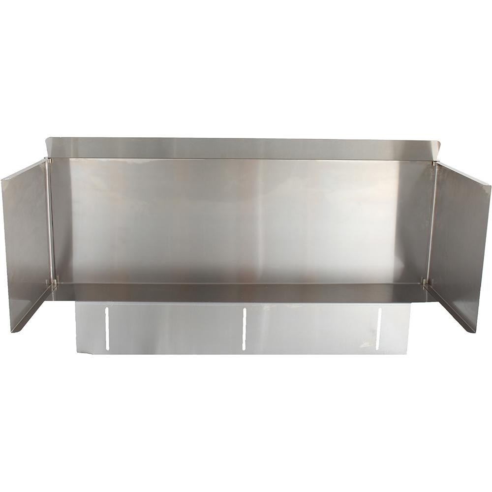 Stainless steel wind guard with rectangular shield and side panels, silver