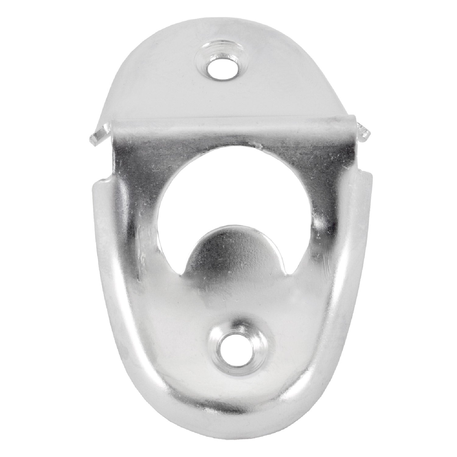 Stainless steel bottle opener with circular mounting holes