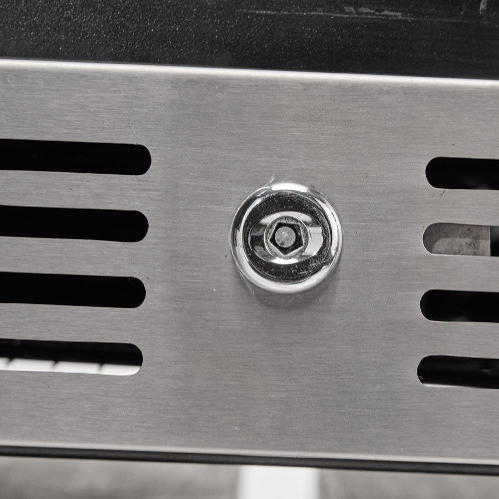 Stainless steel refrigerator fastener/bolt on vented metal panel