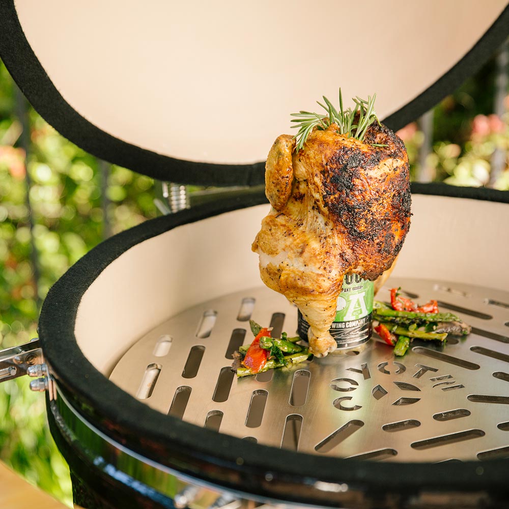 Coyote Ceramic Asado Smoker with Wheeled Stand & Side Shelves