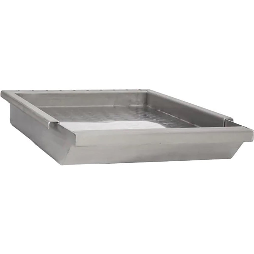 Stainless steel drop-in griddle pan, rectangular with raised sides and flat cooking surface