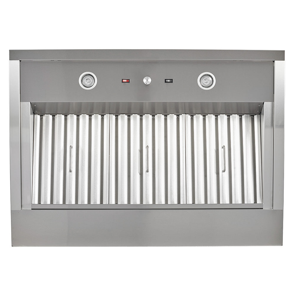 Stainless steel vent hood with blower, front control panel and baffle filters