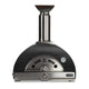Multi-fuel pizza oven, matte black dome with stainless chimney and control panel
