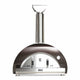 Wood-fired pizza oven with bronze DUOMO-style dome and stainless chimney