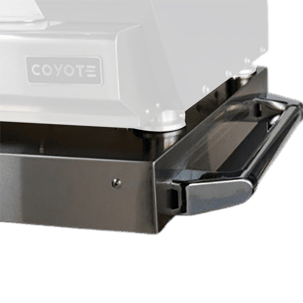 Pizza oven cart side panel with handle and Coyote logo