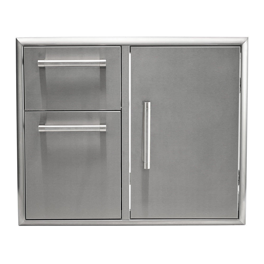 Stainless steel double access doors with two drawer compartments
