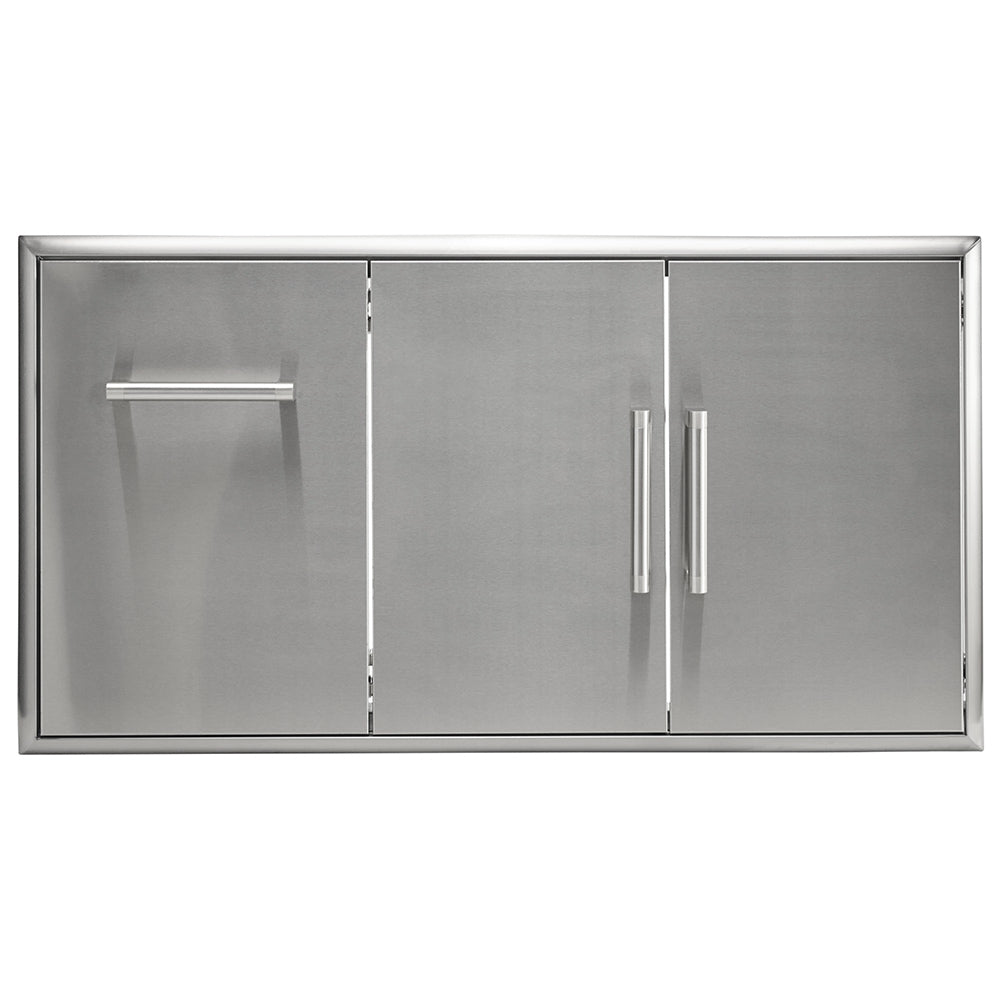 Stainless steel double access doors with pull-out drawer, 45-inch cabinet
