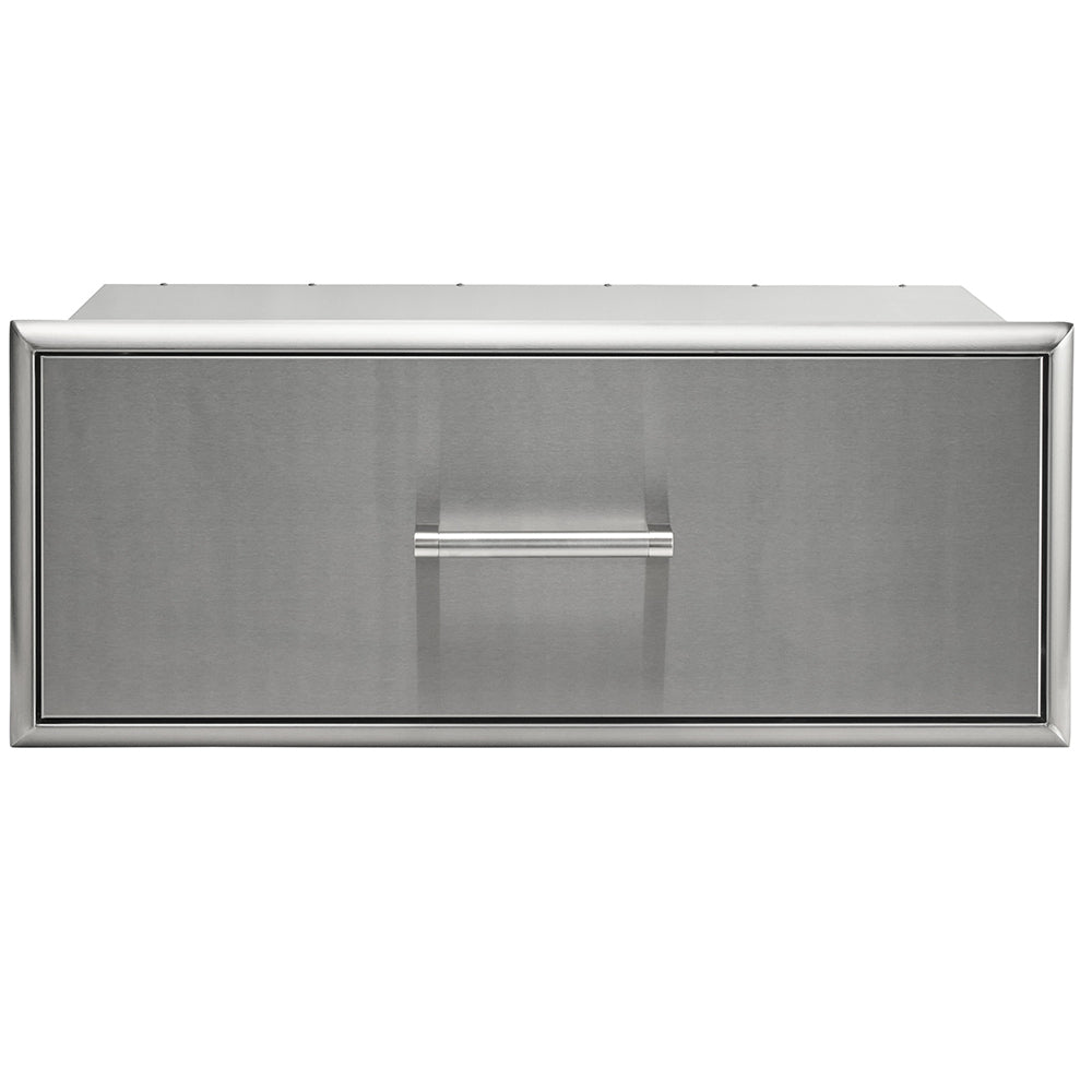 Stainless steel single storage drawer with handle, rectangular opening