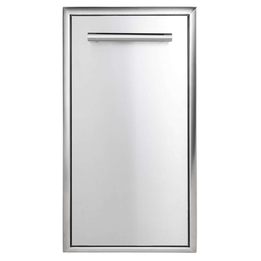 Stainless steel pull-out trash and recycle drawer with top handle