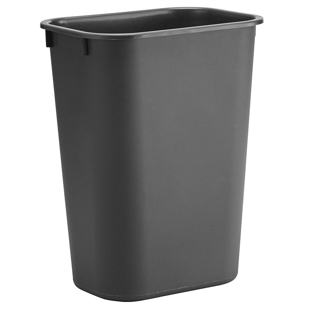 Plastic trash bin with open rim, dark gray