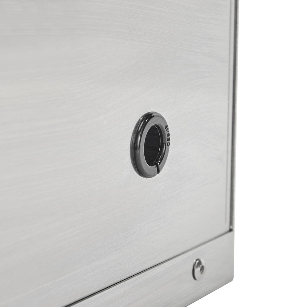 Stainless steel warming drawer round control dial on side panel