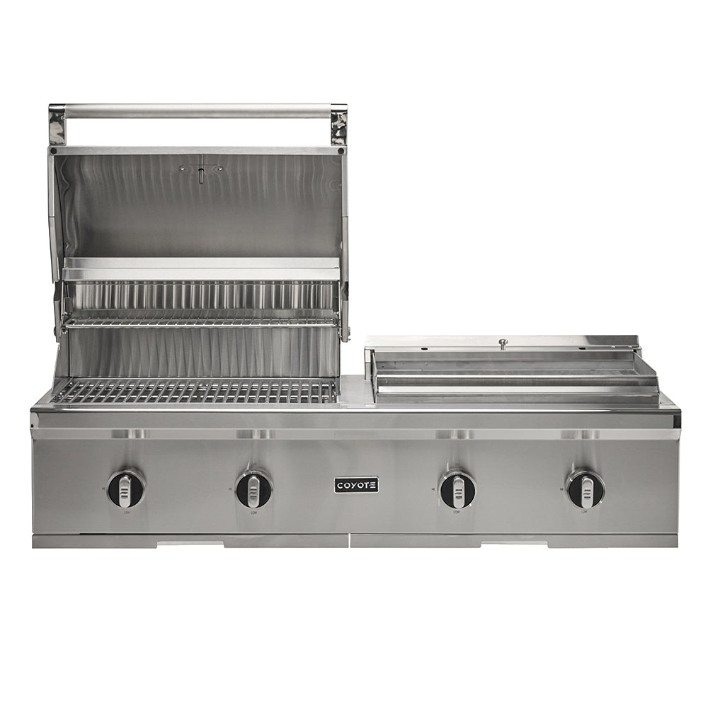 Coyote Stainless Steel Built-In 50-Inch Gas and Flat Top Combo Grill