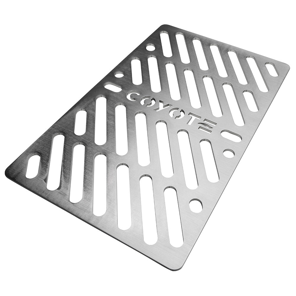 Stainless steel triangular beef grill grate with slotted openings, Coyote Signature