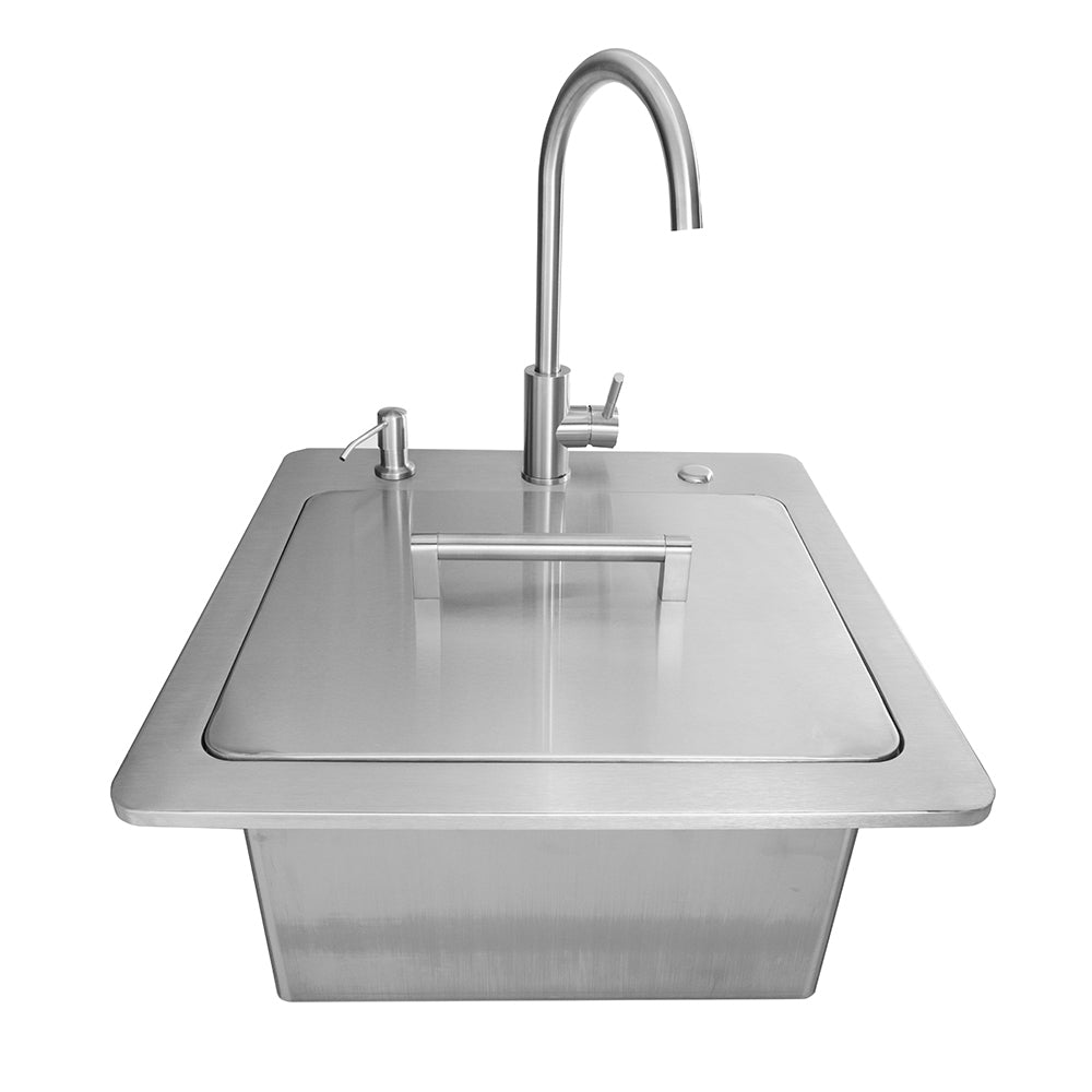 Stainless Steel 21-Inch Drop-In Sink with Faucet, Drain and Soap Dispenser
