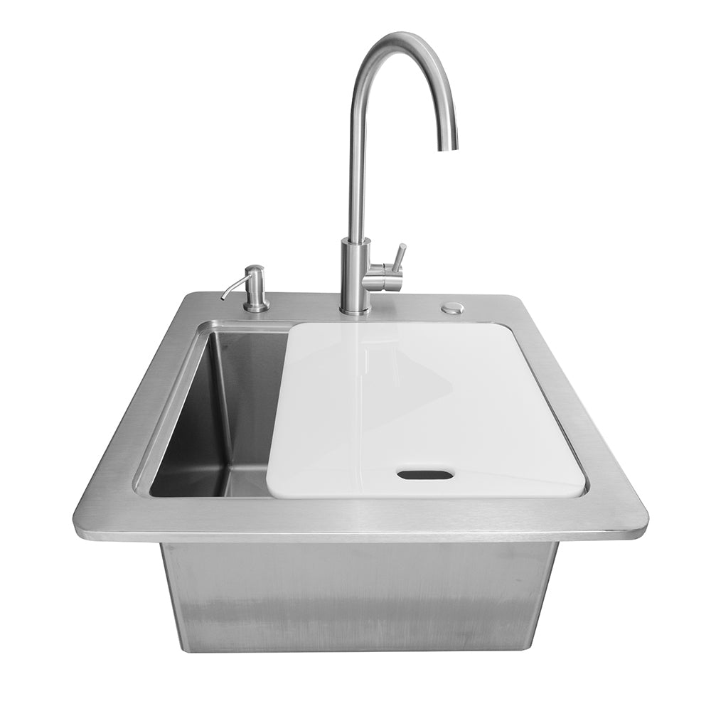 Stainless Steel 21-Inch Drop-In Sink with Faucet, Drain and Soap Dispenser