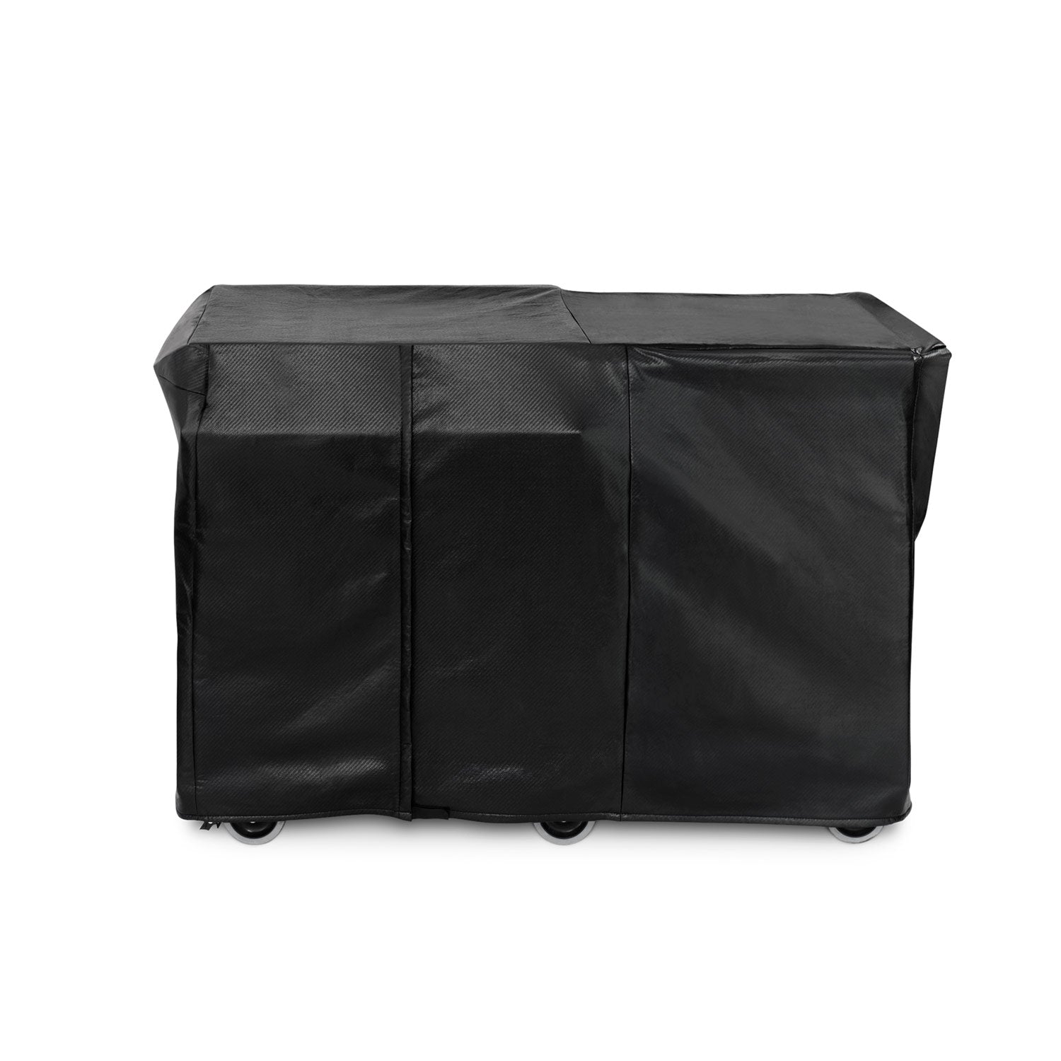 Carbon fiber grill and serve counter cover with straps, dark gray/black