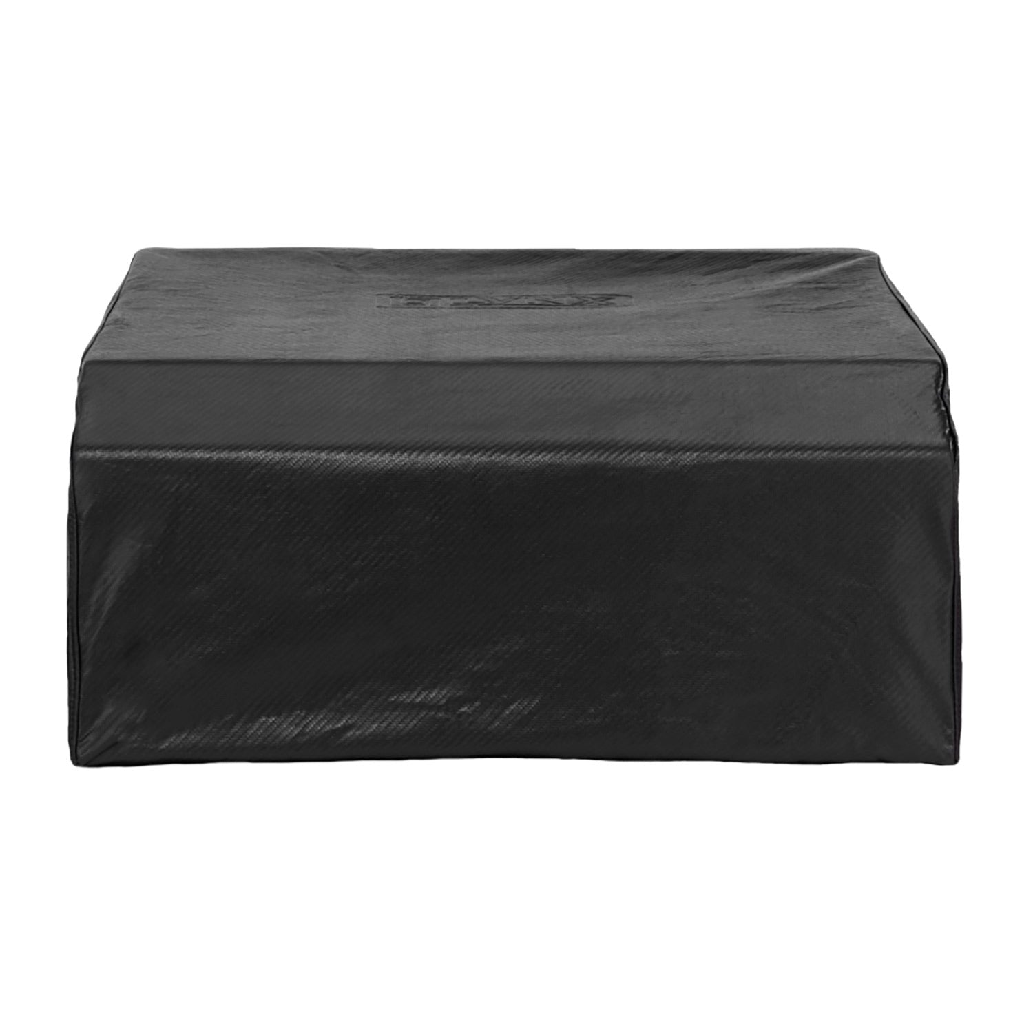 Black carbon fiber grill cover for built-in Asado, rectangular with smooth top panel