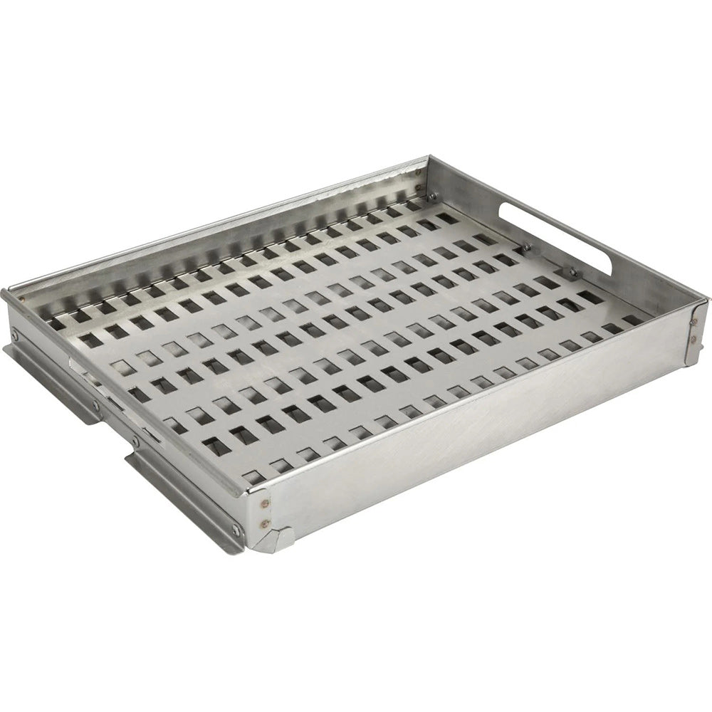 Coyote stainless steel charcoal tray with perforated grate, rectangular, 34-36 in grills