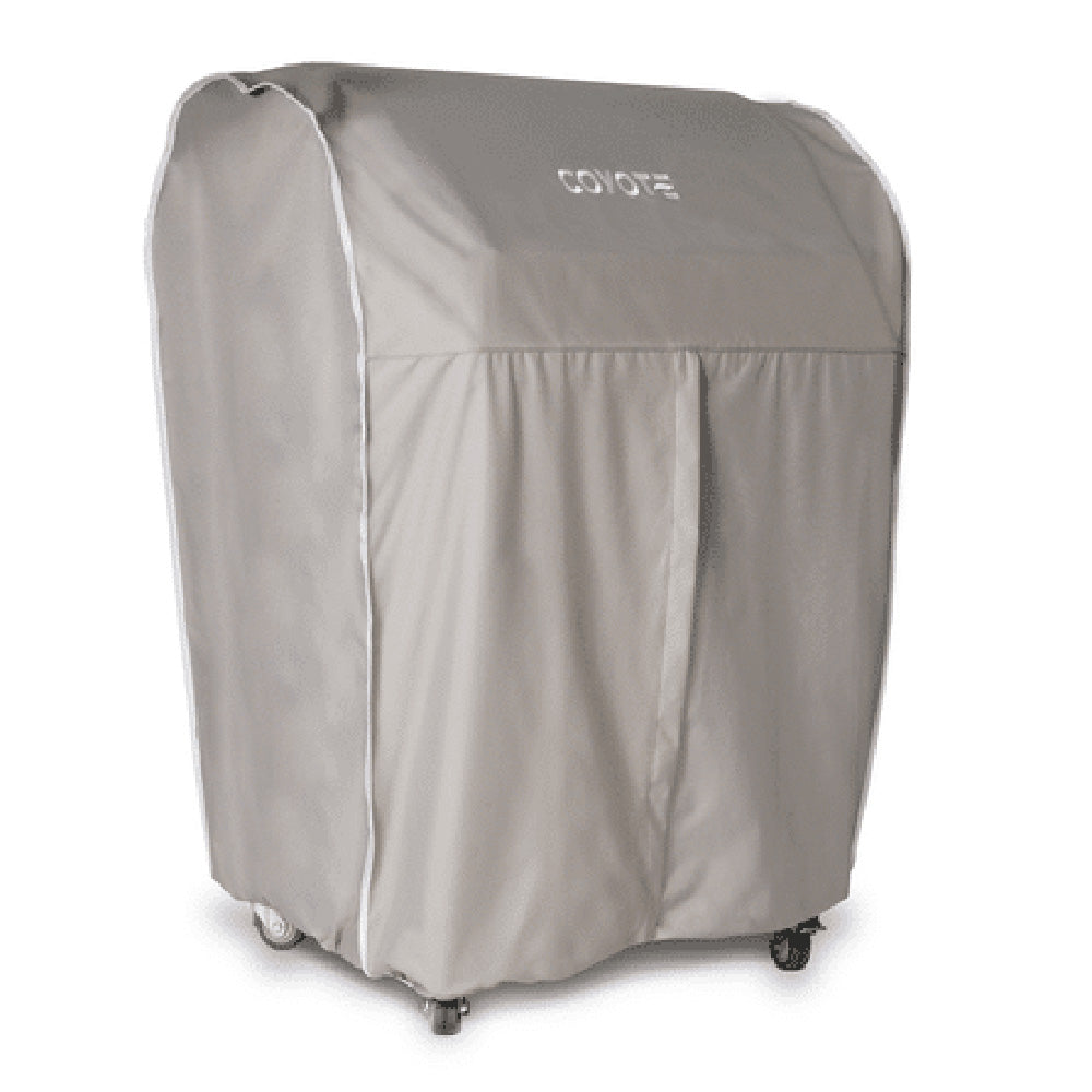 Light gray vinyl grill cover with COYOTE logo and fitted straps