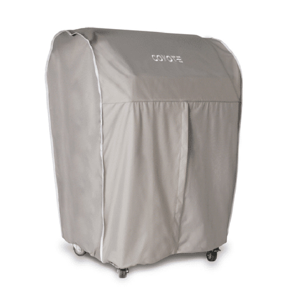 Light gray vinyl grill cover with Coyote logo on front