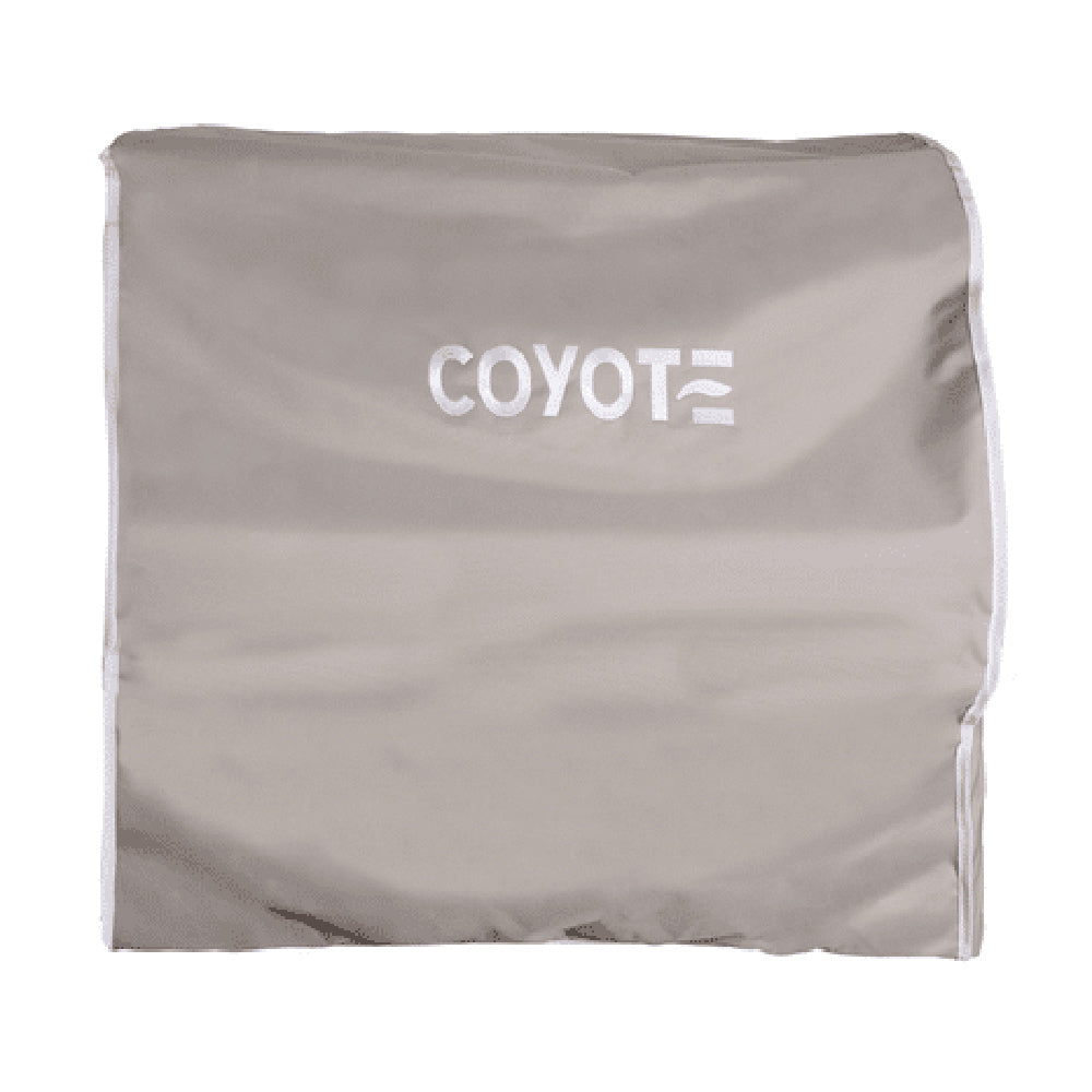 Coyote vinyl grill cover, light gray, rectangular with logo