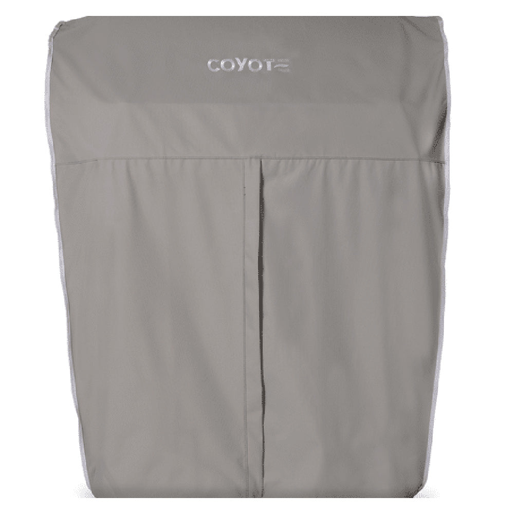 Light gray vinyl grill cover showing front seam panels and top surface