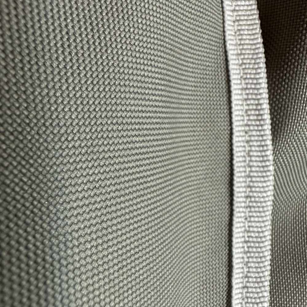 Light gray woven vinyl edge with white binding trim