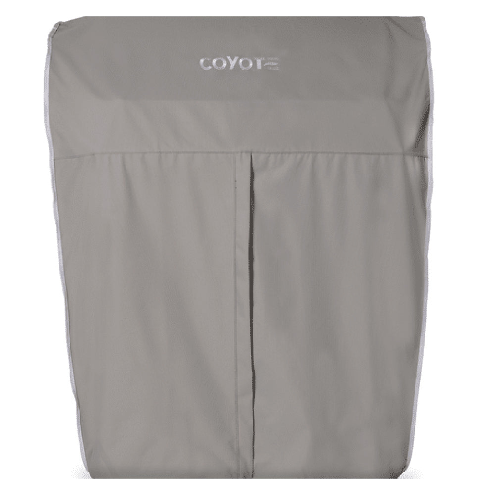 Gray vinyl griddle cover with drawstring hem and Coyote logo