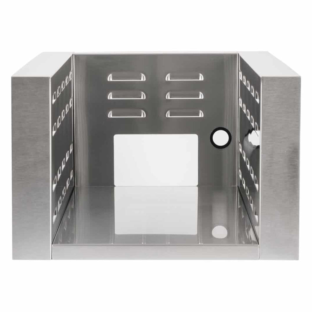 Stainless steel double side burner insulating jacket with square and circular cutouts