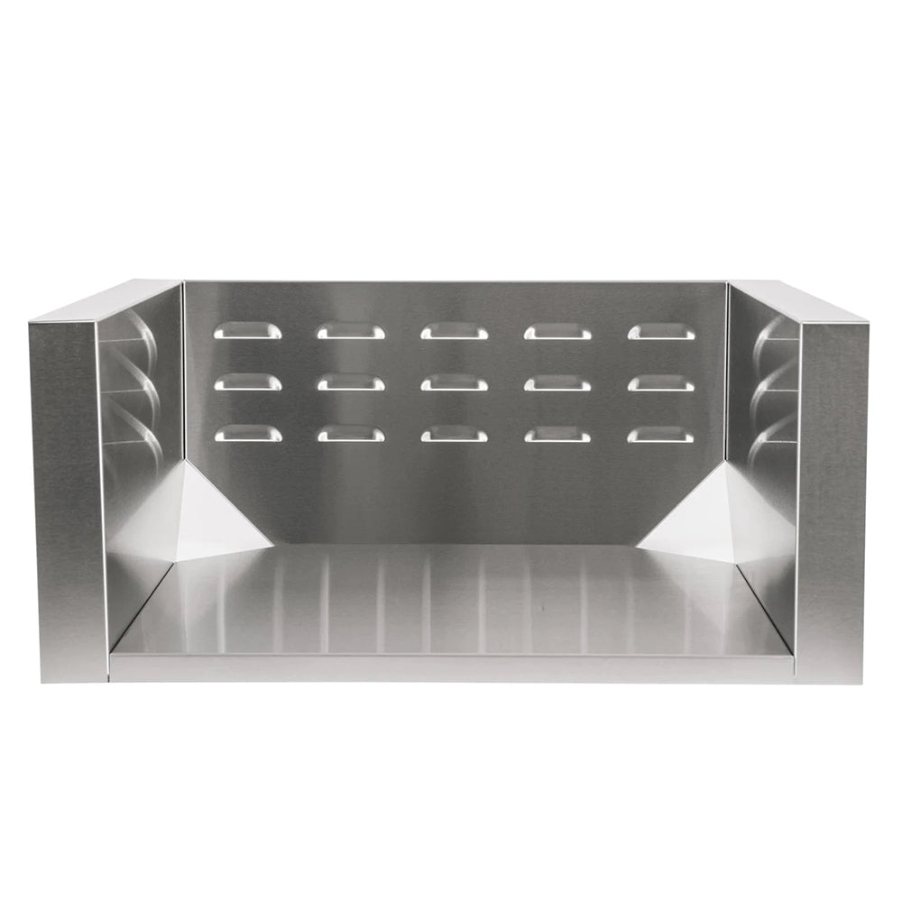 Stainless steel power burner insulating jacket with vented burner panel