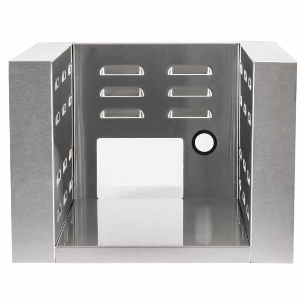 Stainless steel single side burner insulating jacket with front cutouts and round control port