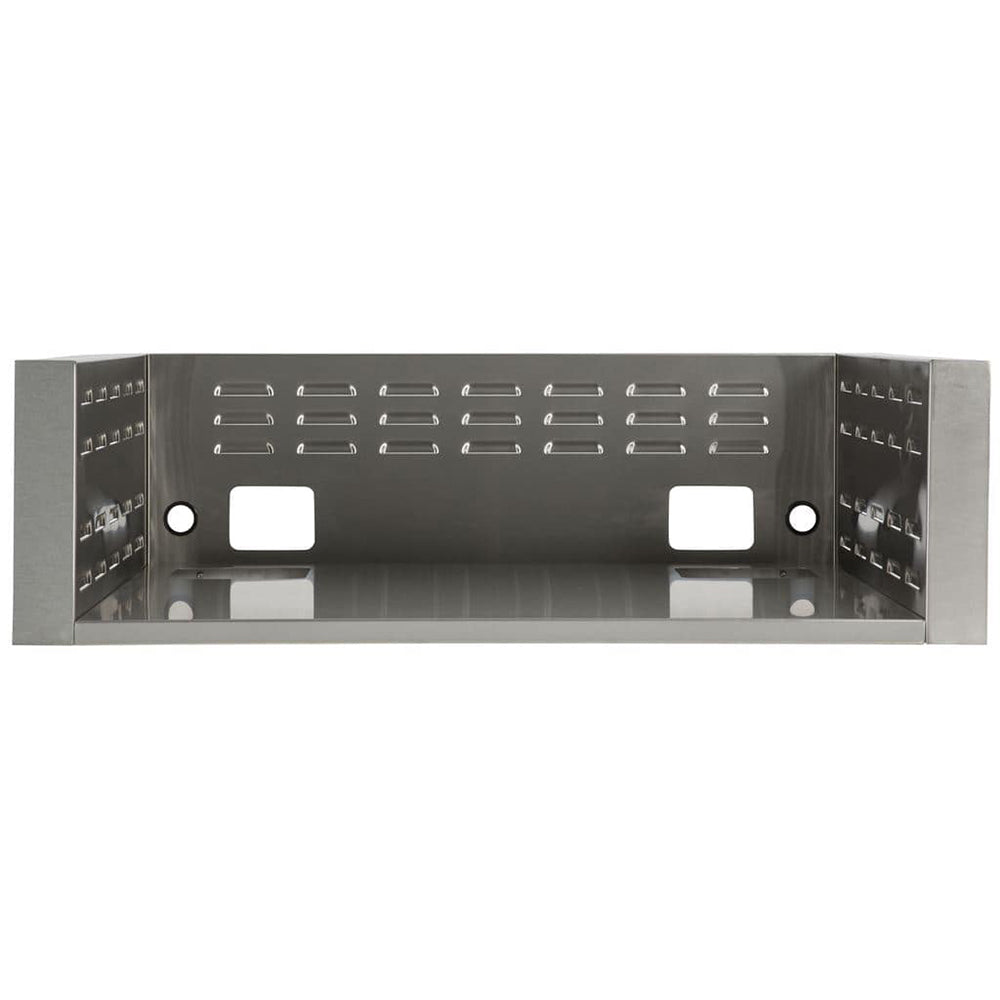 Stainless steel grill insulating jacket panel with vent slots and two side mounting holes