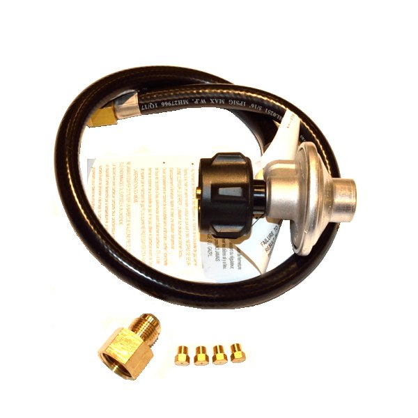 LP conversion kit with regulator, hose, and brass fittings for torch