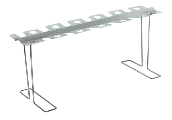Metal chicken leg and wing rack with slotted bar and two side supports