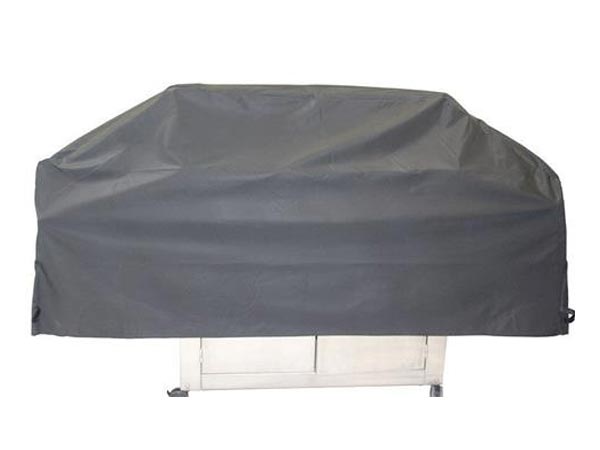 Universal full-length vinyl cover for furniture, dark gray, fitted top with elastic hem