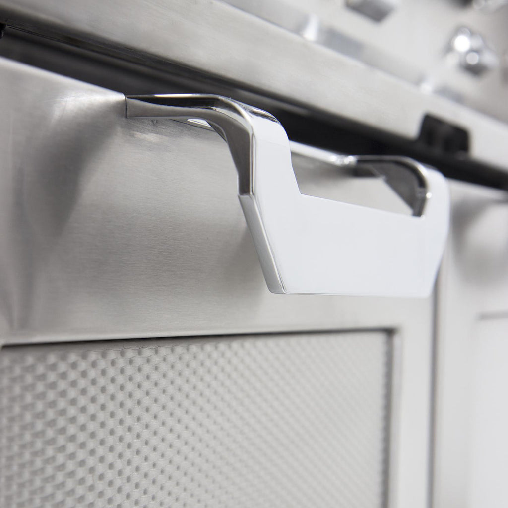 Double drawer and door cart, chrome handle on drawer front