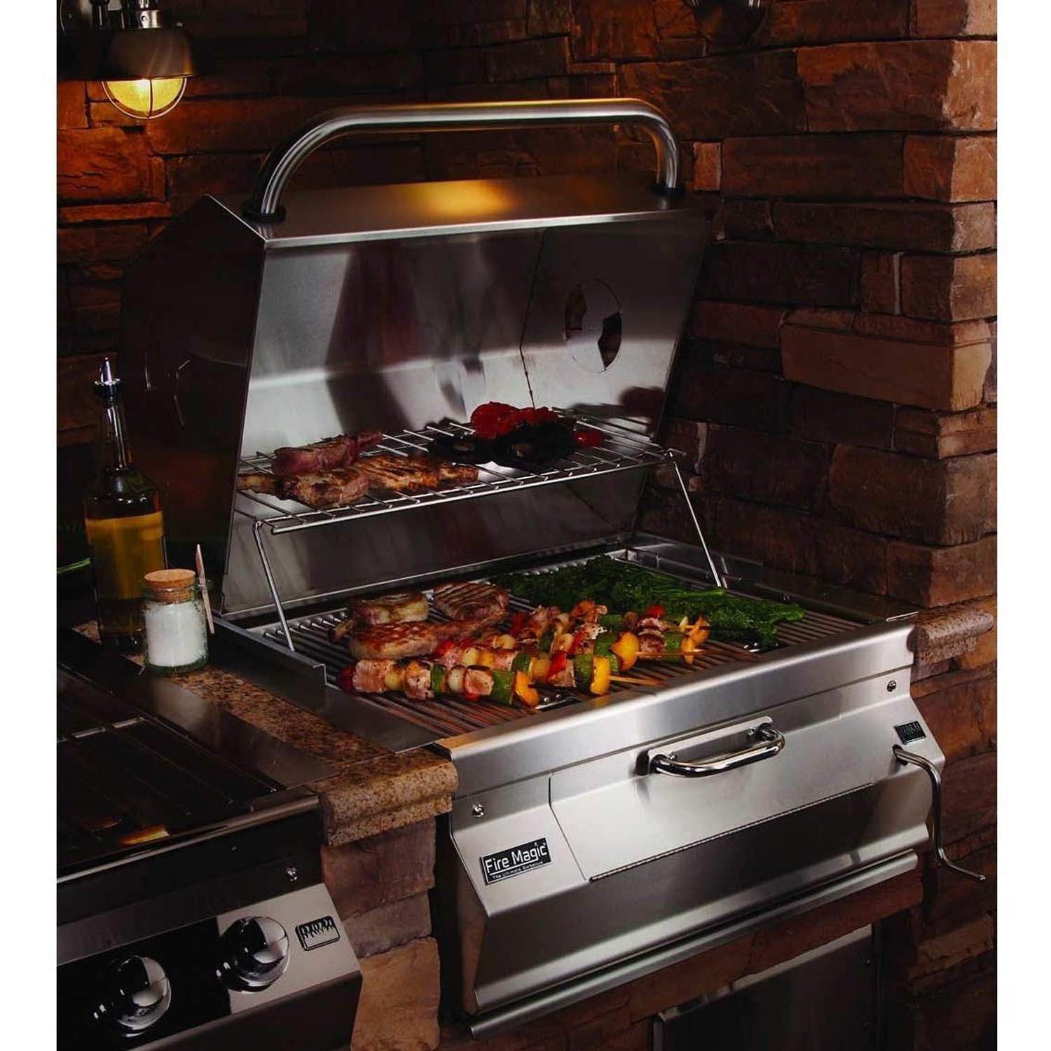 Fire Magic Legacy 30-Inch Built-In Charcoal Grill with Smoker Oven/Hood