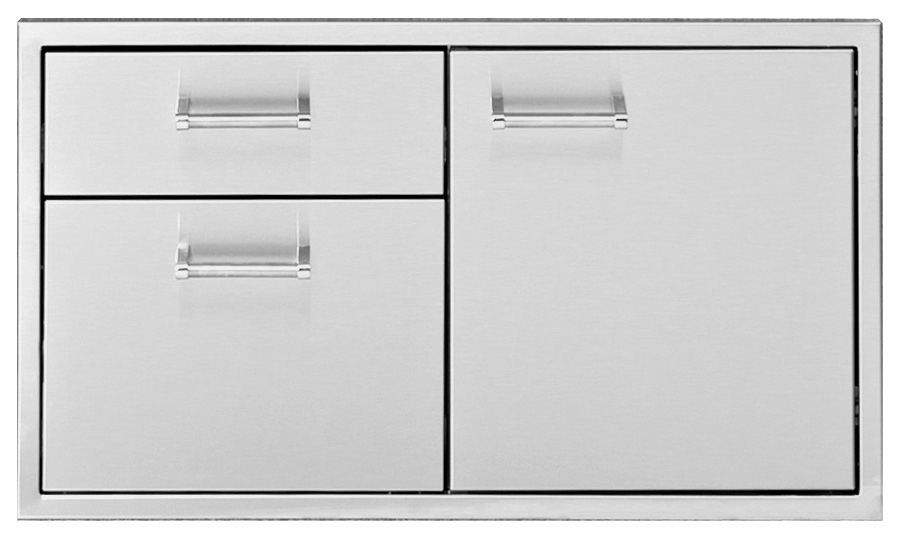 2-drawer door combo cabinet with two stacked drawers and a right-side door panel