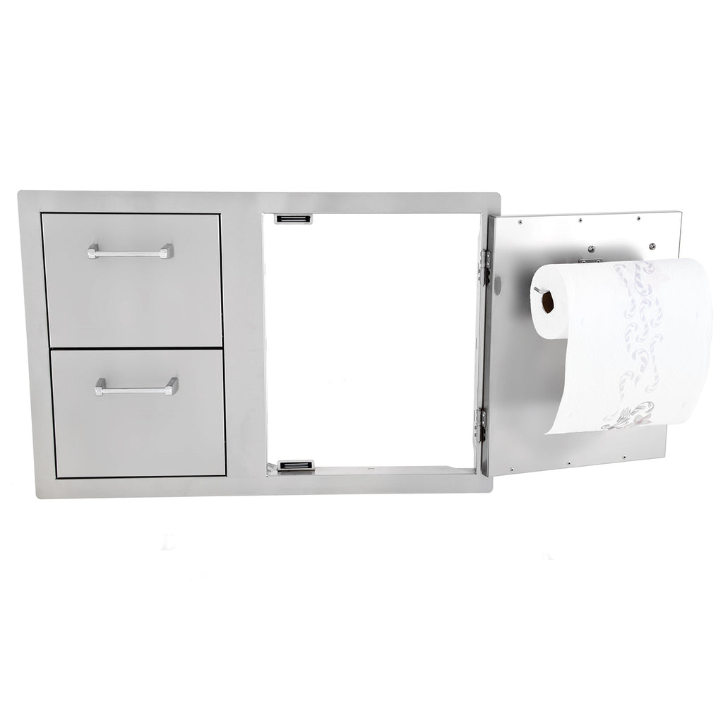Lion Stainless Steel Door and Drawer Combo with Towel Rack, 33x22-Inches