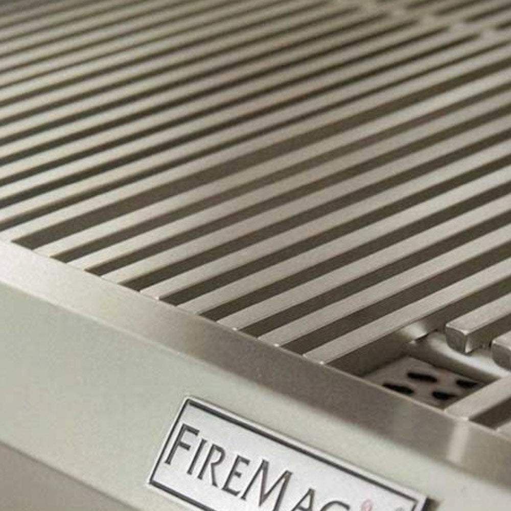 Stainless steel grill grates with FireMagic logo panel
