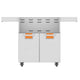Double-door grill cart with two pullout compartments featuring orange inner panels