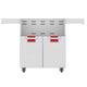 Double-door grill cart with two pullout compartments featuring red inner panels